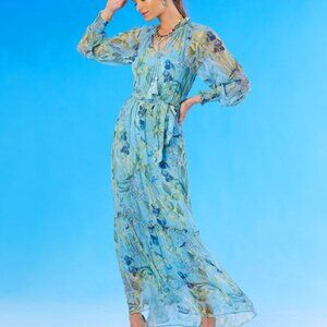 NicoBlu Celine Maxi Crinkle Chiffon Dress in Magical Garden Size 12